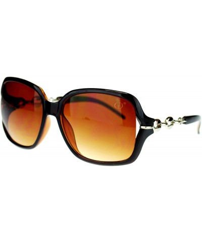 Butterfly Womens Oversized 2 Tone Expose Lens Jewel Chain Arm Butterfly Sunglasses - Brown - CK11NSKXUUX $23.56