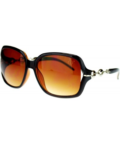 Butterfly Womens Oversized 2 Tone Expose Lens Jewel Chain Arm Butterfly Sunglasses - Brown - CK11NSKXUUX $9.49