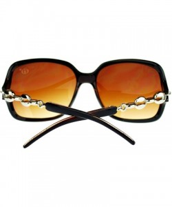 Butterfly Womens Oversized 2 Tone Expose Lens Jewel Chain Arm Butterfly Sunglasses - Brown - CK11NSKXUUX $9.49