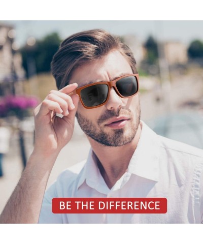 Wayfarer Polarized Wood Sunglasses for Men Women - Wood Frame Sunglasses with Wood Case - C018O8CSQH9 $13.37