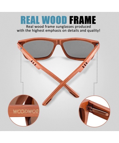Wayfarer Polarized Wood Sunglasses for Men Women - Wood Frame Sunglasses with Wood Case - C018O8CSQH9 $13.37