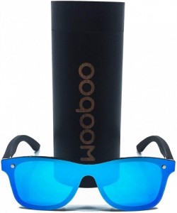 Wayfarer Bamboo Jetsetter Mirrored Sunglasses - Unisex Polarized - Blue Lense - C218YH2CUU8 $34.15