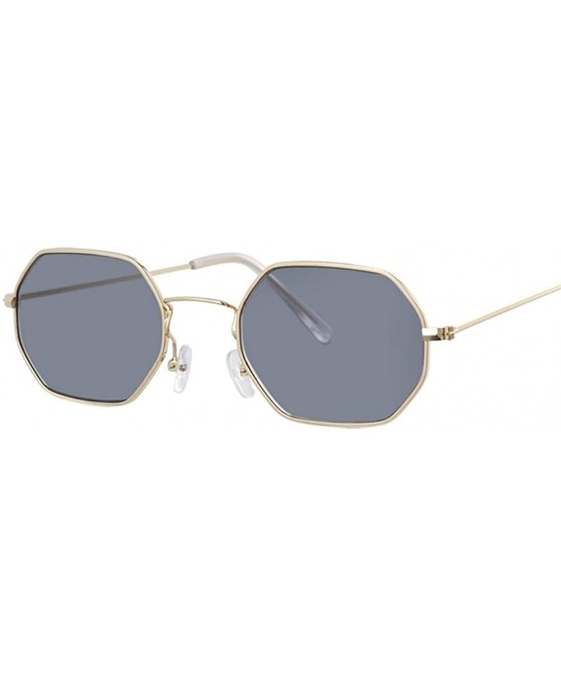 Round Vintage Sunglasses Women Classic Metal Frame Eyewear Fashion Mirror Hexagon Sun Glasses For Women - Gold Gray - CJ198UR...