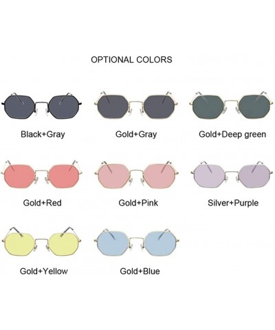 Round Vintage Sunglasses Women Classic Metal Frame Eyewear Fashion Mirror Hexagon Sun Glasses For Women - Gold Gray - CJ198UR...