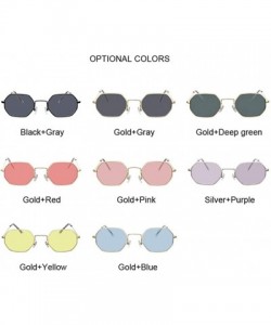 Round Vintage Sunglasses Women Classic Metal Frame Eyewear Fashion Mirror Hexagon Sun Glasses For Women - Gold Gray - CJ198UR...