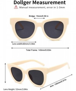 Square Retro Cat Eye Sunglasses Women Men Vintage Square Tortoise Shell Fashion Cateye Sunglasses - Cream-coloured - CT199AS9...