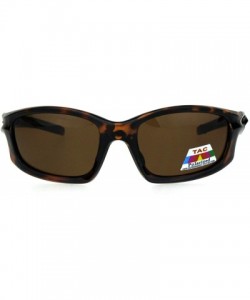 Rectangular Polarized Mens Futuristic Aerodynamic Warp Sport Light Sunglasses - Tortoise Brown - CL18HG9NI9Q $11.36