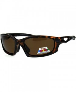 Rectangular Polarized Mens Futuristic Aerodynamic Warp Sport Light Sunglasses - Tortoise Brown - CL18HG9NI9Q $11.36