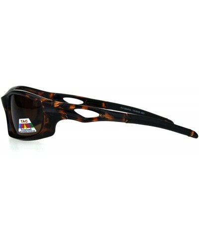 Rectangular Polarized Mens Futuristic Aerodynamic Warp Sport Light Sunglasses - Tortoise Brown - CL18HG9NI9Q $11.36