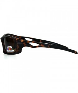 Rectangular Polarized Mens Futuristic Aerodynamic Warp Sport Light Sunglasses - Tortoise Brown - CL18HG9NI9Q $11.36