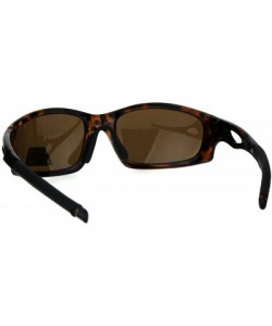 Rectangular Polarized Mens Futuristic Aerodynamic Warp Sport Light Sunglasses - Tortoise Brown - CL18HG9NI9Q $11.36