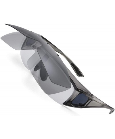 Goggle Flip-up Sunglasses Fit over Prescription Glasses for Men Women Polarized Anti-glare Lens - Grey - CM18YOQCO2T $41.28