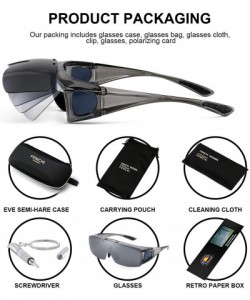 Goggle Flip-up Sunglasses Fit over Prescription Glasses for Men Women Polarized Anti-glare Lens - Grey - CM18YOQCO2T $20.64