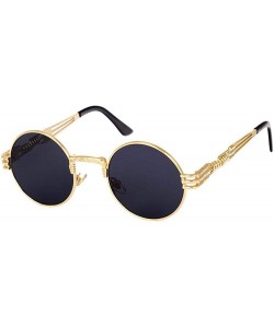 Oversized 2019 Retro Round Gothic Steampunk Mirror Sunglasses Men Women Metal Sun 1 - 4 - C818XE0XTEG $10.25