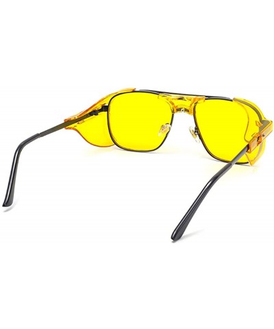 Square Retro Gothic Steampunk Sunglasses for Women Men square Lens Metal Frame sunglasses John Lennon square Sunglasses - CL1...