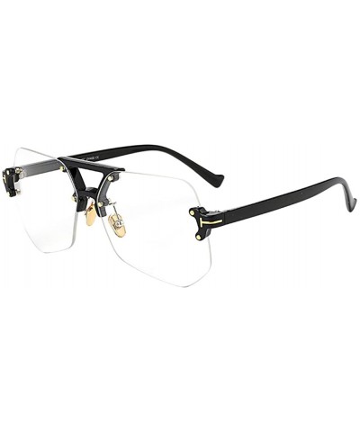 Rimless Unisex Rimless Irregular HD Sunglasses for Driving Fishing UV Protection - Transparent&black - C218CYQCUA8 $32.86