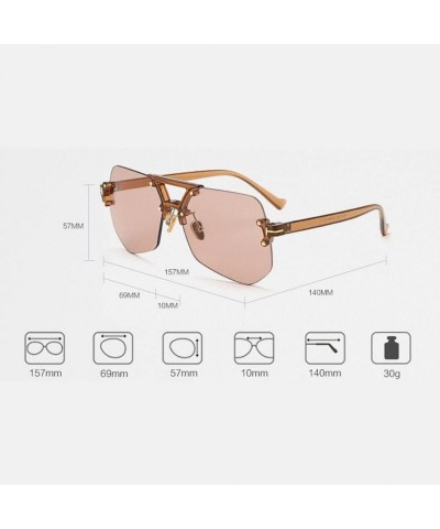 Rimless Unisex Rimless Irregular HD Sunglasses for Driving Fishing UV Protection - Transparent&black - C218CYQCUA8 $13.96