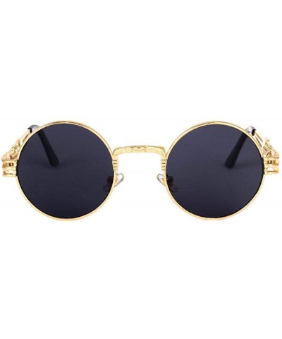 Oversized 2019 Retro Round Gothic Steampunk Mirror Sunglasses Men Women Metal Sun 1 - 4 - C818XE0XTEG $10.25