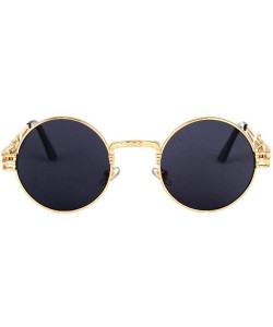 Oversized 2019 Retro Round Gothic Steampunk Mirror Sunglasses Men Women Metal Sun 1 - 4 - C818XE0XTEG $10.25