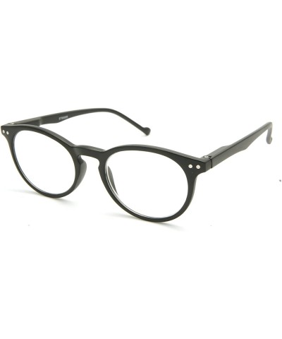 Round shoolboy fullRim Lightweight Reading spring hinge Glasses - Matte Black - CV17X3N7SW0 $19.00