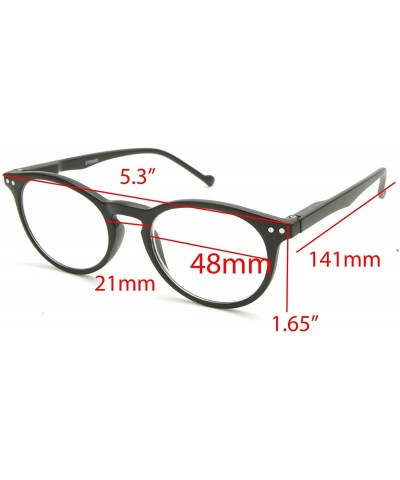 Round shoolboy fullRim Lightweight Reading spring hinge Glasses - Matte Black - CV17X3N7SW0 $19.00