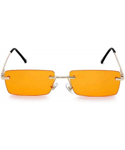 Rimless Fashion Women Small Rectangle Sunglasses Frameless Candy Color Ultralight Rimless Ocean Sun Glasses - Orang C2 - C018...