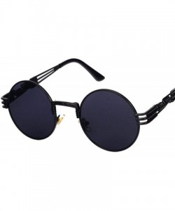 Oversized 2019 Retro Round Gothic Steampunk Mirror Sunglasses Men Women Metal Sun 1 - 4 - C818XE0XTEG $10.25