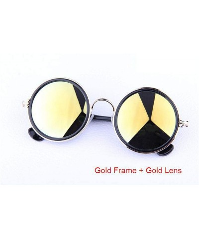 Oversized Vintage Sunglasses Women Round Sun Glasses Coating Sunglass Feminino Gafas - Gold Gold - C118W0GQQHD $20.49