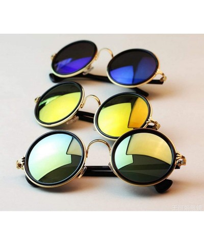 Oversized Vintage Sunglasses Women Round Sun Glasses Coating Sunglass Feminino Gafas - Gold Gold - C118W0GQQHD $20.49