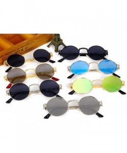 Oversized 2019 Retro Round Gothic Steampunk Mirror Sunglasses Men Women Metal Sun 1 - 4 - C818XE0XTEG $10.25