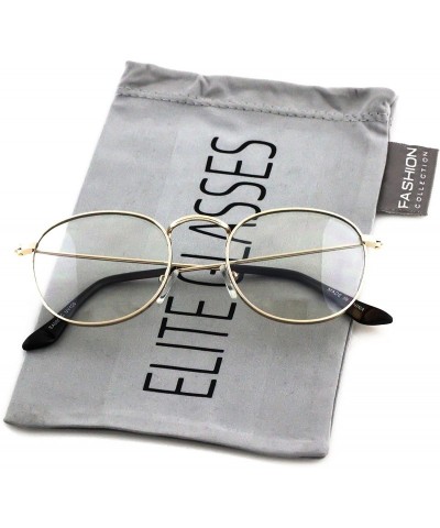 Round CLASSIC VINTAGE RETRO Style Clear Lens Round Gold Metal Fashion Frame Glasses - Clear Gold - CM17YIQTWAI $18.68