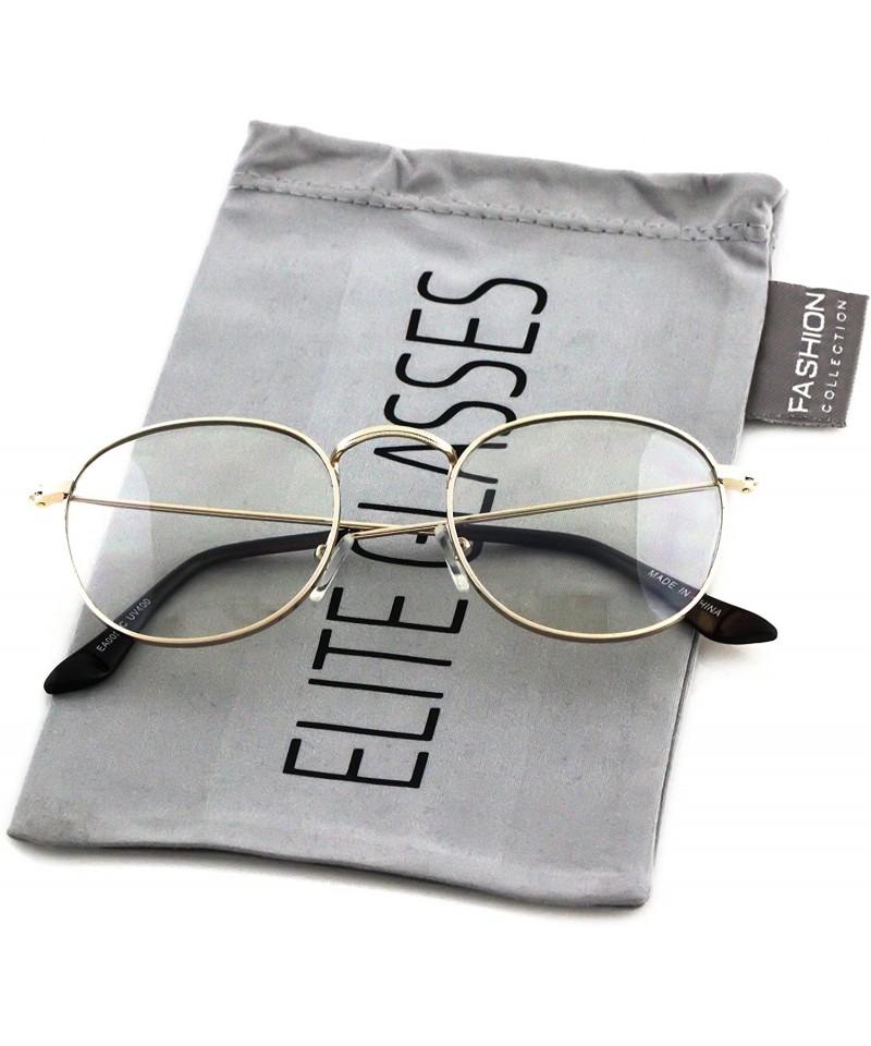 Round CLASSIC VINTAGE RETRO Style Clear Lens Round Gold Metal Fashion Frame Glasses - Clear Gold - CM17YIQTWAI $8.22