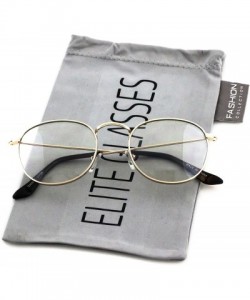 Round CLASSIC VINTAGE RETRO Style Clear Lens Round Gold Metal Fashion Frame Glasses - Clear Gold - CM17YIQTWAI $8.22