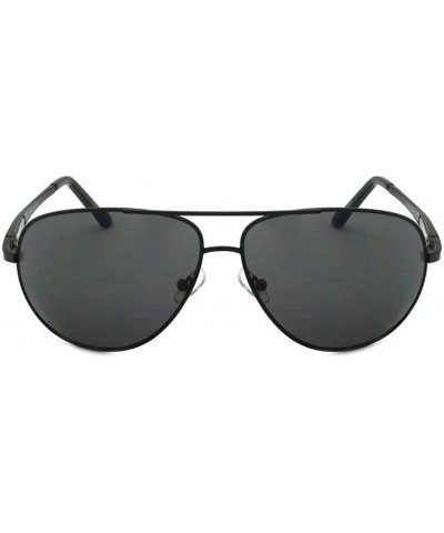 Oversized Pilot Big Aviator Sunglasses Spring Hinge for Men Women BG25006S - Matte Black Frame/Gray Lens - CD12N8THJ7J $12.77