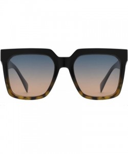 Oversized Retro Oversized Luxury Fashion Square Sunglasses with Flat Lens for Women - Black Tortoise + Blue Pink - C7195I5YKC...