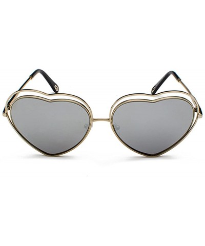 Semi-rimless Men's & Women's Glasses Metal Frame Colored Gradient Lens Sunglasses - Silver Frame Mercury Film - C518EQDYKXN $...