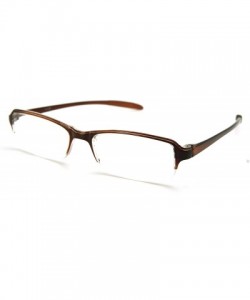 Rectangular Super Lightweight Reading Glasses Free Pouch HalfRim - Brown Crystal Transparent - C2187S53TUC $15.08