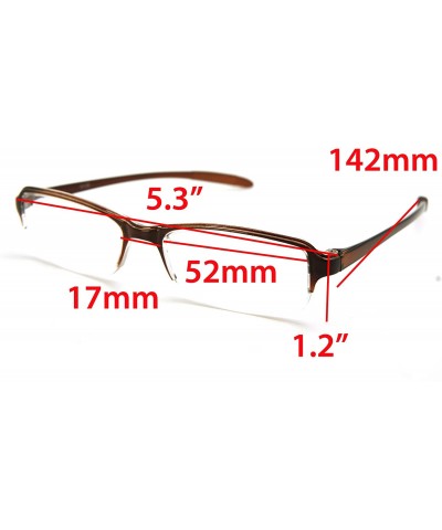 Rectangular Super Lightweight Reading Glasses Free Pouch HalfRim - Brown Crystal Transparent - C2187S53TUC $15.08