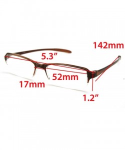 Rectangular Super Lightweight Reading Glasses Free Pouch HalfRim - Brown Crystal Transparent - C2187S53TUC $15.08