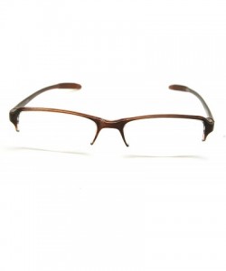 Rectangular Super Lightweight Reading Glasses Free Pouch HalfRim - Brown Crystal Transparent - C2187S53TUC $15.08