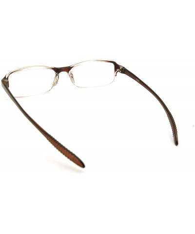 Rectangular Super Lightweight Reading Glasses Free Pouch HalfRim - Brown Crystal Transparent - C2187S53TUC $15.08