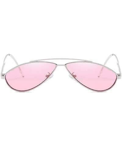 Oval Women Ladies Cat Eye Oval Sunglasses Small Mirror Sun Glasses For Female Fashion Vintage - Silversilver - CA199COSL7W $9.03