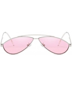 Oval Women Ladies Cat Eye Oval Sunglasses Small Mirror Sun Glasses For Female Fashion Vintage - Silversilver - CA199COSL7W $9.03