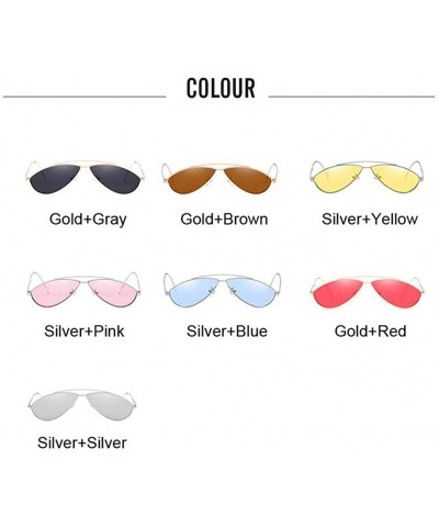 Oval Women Ladies Cat Eye Oval Sunglasses Small Mirror Sun Glasses For Female Fashion Vintage - Silversilver - CA199COSL7W $9.03