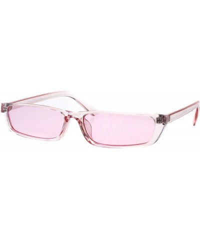 Cat Eye Womens Pop Color Narrow Rectangular Cat Eye Clear Frame Plastic Sunglasses - Pink - C318ESQIUZA $22.63