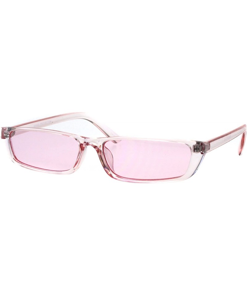 Cat Eye Womens Pop Color Narrow Rectangular Cat Eye Clear Frame Plastic Sunglasses - Pink - C318ESQIUZA $8.89