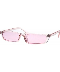 Cat Eye Womens Pop Color Narrow Rectangular Cat Eye Clear Frame Plastic Sunglasses - Pink - C318ESQIUZA $8.89