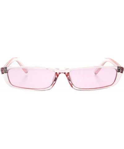 Cat Eye Womens Pop Color Narrow Rectangular Cat Eye Clear Frame Plastic Sunglasses - Pink - C318ESQIUZA $8.89