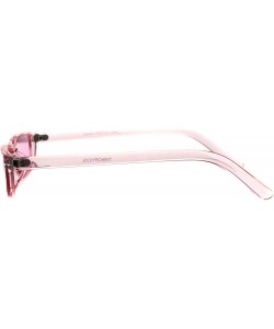 Cat Eye Womens Pop Color Narrow Rectangular Cat Eye Clear Frame Plastic Sunglasses - Pink - C318ESQIUZA $8.89