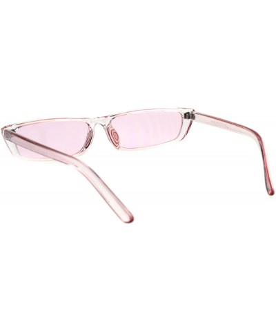 Cat Eye Womens Pop Color Narrow Rectangular Cat Eye Clear Frame Plastic Sunglasses - Pink - C318ESQIUZA $8.89